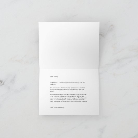 35 Ans de l'employé - Jalon Anniversaire Carte de  (Intérieur)