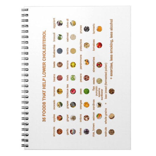 35 Beste voedingsmiddelen die helpen cholesterol t Notitieboek (Voorkant)