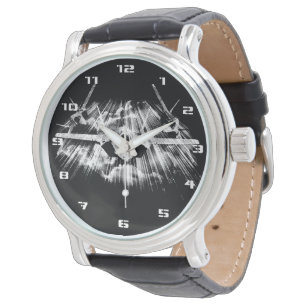 35-bliksem II zwart leder Horloge