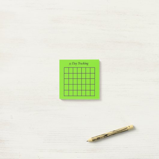 35 dagen Tracker Groene Sticky Notes (Op bureau)
