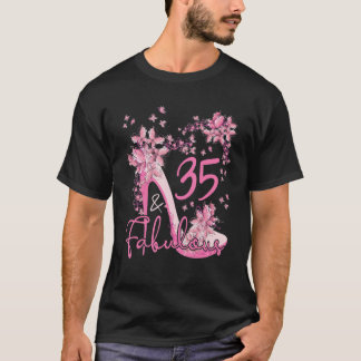 35 . en 35 . Fabulous Floral Butterflies High Heel T-shirt