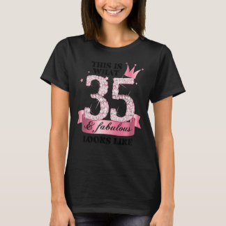 35 & Fabulous I Roze Wit Party Groep Candid Phot T-shirt