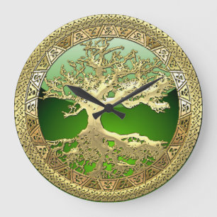 [35] Golden Celtic Tree of Life Grote Klok