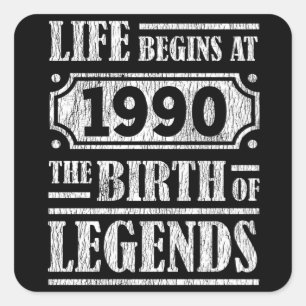 35 jaar oud 1990 Geboorte van de legende 35e verja Vierkante Sticker