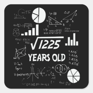 35 jaar oude Bday Wiskunde Teacher 35e verjaardags Vierkante Sticker