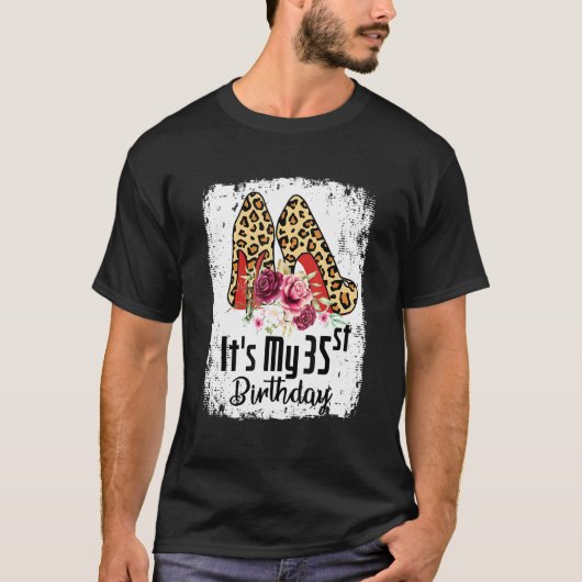 35 jaar oude High Heels Leopard Het is mijn 35ste T-shirt (Voorkant)