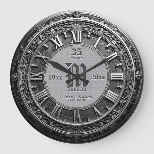 35 Jaar  Silver Look Bruiloft Jubileum Grote Klok (Voorkant)