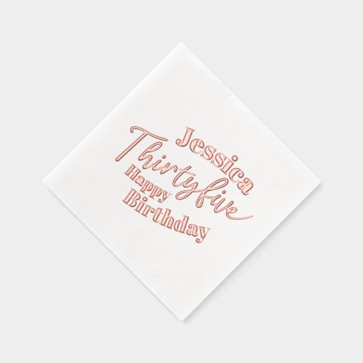 35 script 35e verjaardag custom roos goud folie servetten (Rechts)