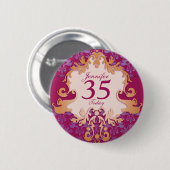 "35 Today" leeftijdsnaam demask elephant button/ba Ronde Button 5,7 Cm (Voorkant /achterkant)