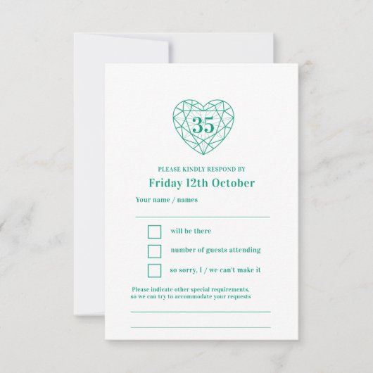 35e anniversaire du coeur vert émeraude réponse RS (Devant)