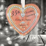 35e anniversaire du Mariage Coral | Garde de diama<br><div class="desc">Elégant faux (imprimé) diamants et corail 35ème Mariage Anniversaire gardienne photo ornement design par Holiday Hearts Designs (droits réservés). Des champs modèles sont fournis pour vous permettre de personnaliser avec vos noms, anniversaire et date. Les styles de police, les tailles et le positionnement peuvent être customisés via le bouton "Personnaliser"....</div>