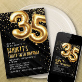 35e anniversaire Gold Black Invitation