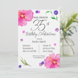 35e anniversaire Invitation Design d'aquarelle f