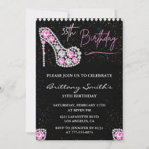 35e anniversaire invitation Diamond Glam Pink Silv