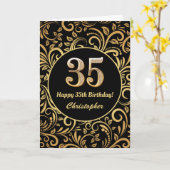 35e anniversaire Modèle floral noir et or (Fleur jaune)