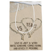 35e Anniversaire Plage Coeurs Moyen Cadeau Sac (Devant)