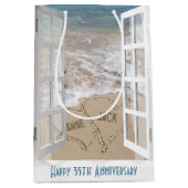 35e Anniversaire Plage Coeurs Moyen Cadeau Sac (Devant)