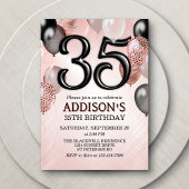 35e anniversaire Rose Gold Ballons Invitation