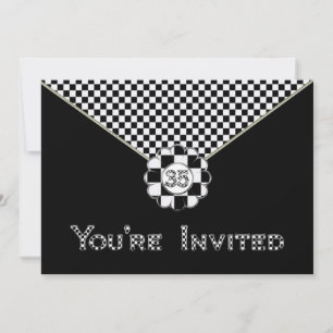 35e BIRTHDAY PARTIJINVITATIE - BLK/WHT ENVELOPE Kaart