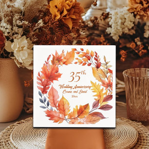 35e bruiloft Jubileum Herfst Bloemen Servet