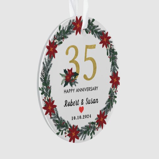 35e bruiloft Jubileum kerstcadeaus Ornament (voorkant)