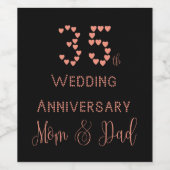 35e bruiloft Jubileum koraal bruiloft ouders Wijn Etiket (Enkel label)