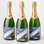 35e bruiloft Jubileum koraal Sparkling Wijnetiket (Flessen)