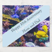 35e bruiloft Jubileum koraal Sparkling Wijnetiket (Enkel label)