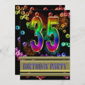 35e fête d'anniversaire Invitation avec bulles (Devant / Derrière)