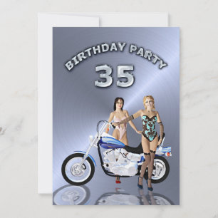 35e fête d'anniversaire Invitation avec moto