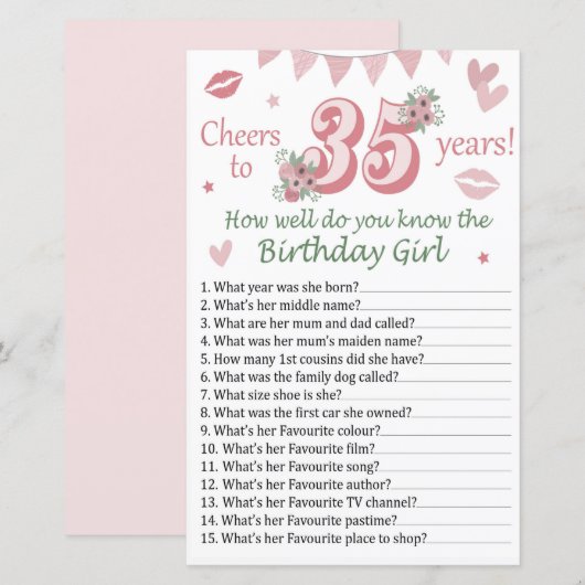 35e Hoe goed ken je het verjaardagsmeisje? (Voorkant / Achterkant)