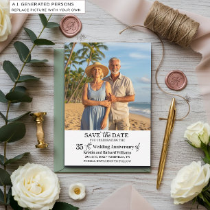 35e huwelijksverjaardag Save the Date-foto Notitiekaartje