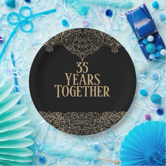 35e Jubileum Gold Lace op zwart Bord (Feest)