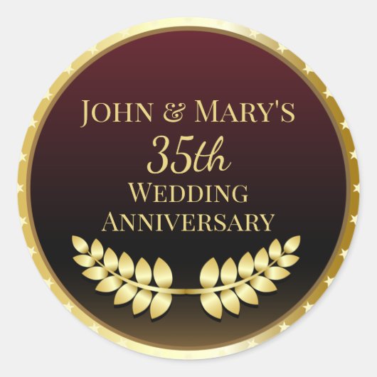 35e Jubileum Gold Medal Ronde Sticker (Voorkant)