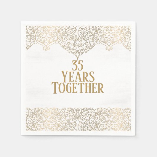 35e Jubileum goudbril op witte luiers Servet (Voorkant)