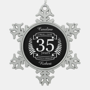 35e JUBILEUM JADE/CORAL Tin Sneeuwvlok Ornament