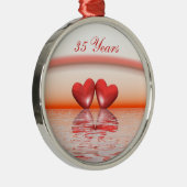 35e Jubileum koraalharten Metalen Ornament (Rechts)