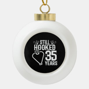 35e Jubileum paren gehuwd 35 jaar Keramische Bal Ornament