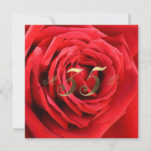 35e Jubileum Rood rozen Hart Elegant Kaart