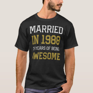 35e Jubileum voor gehuwde mannen in 1988 paren H T-shirt