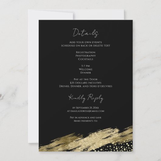 35e klas reünie zwart en goud uitnodiging (Achterkant)