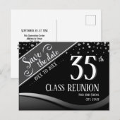 35e klasreünie Elegante zwart Aankondigingskaart (Voorkant / Achterkant)