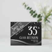 35e klasreünie Elegante zwart Aankondigingskaart (Staand voorkant)