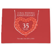 35e koraal bruiloft verjaardag foto hart groot cadeauzakje (Voorkant)