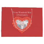 35e koraal bruiloft verjaardag foto hart groot cadeauzakje (Achterkant)