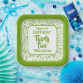 35e Partij Willekeurige Nummer Patroon Groen/Wit Papieren Bordje (Feest)