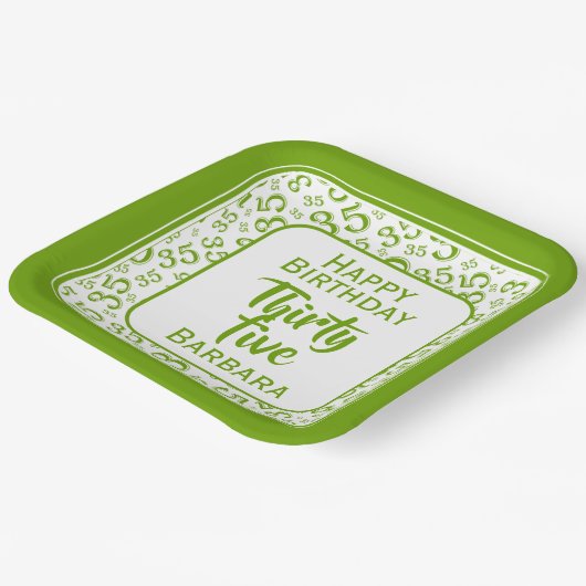 35e Partij Willekeurige Nummer Patroon Groen/Wit Papieren Bordje (Gebogen)