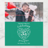 35e smaragd trouwdag aangepaste foto wijn etiket (Enkel label)