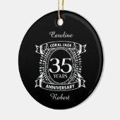 35e trouwdag Coral Jade crest Keramisch Ornament (Links)