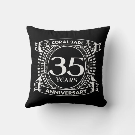 35e trouwdag Coral Jade crest Kussen (Achterkant)
